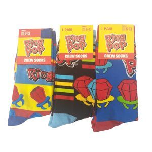 Ring Pop 3-pair Candy Food Novelty Mens Adult Size 6-13 Crew Socks NWT
